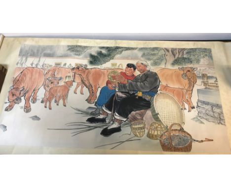 AFTER CHANG LIN "Never stop being industrious and thrifty (peasant painting from Huh Sien County horizontal scroll", a collec