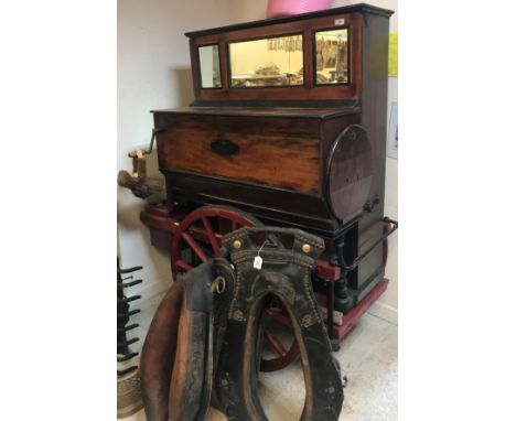 A late 19th Century Pesaresi Son &amp; Spinelli street barrel organ with ten tunes (English tunes) on cartwheel base with sus