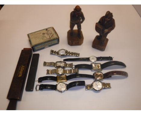 A collection of nine various watches including copies of Patek Philippe (x 2), Rolex Oyster Perpetual Date Just (x 1), Cartie
