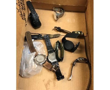 A collection of twelve various watches including a Santos, various Casio, two inscribed "Rotary" and one inscribed "Larsson &