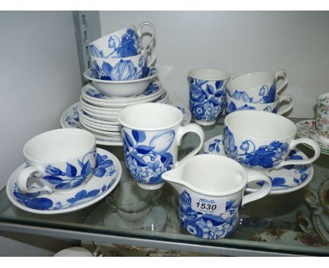 A quantity of Portmeirion 'Blue Harvest' china including; mugs, breakfast and tea cups & saucers, plates, etc.