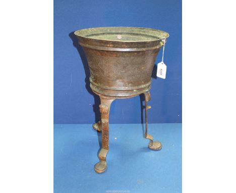 A large and impressive Khorassan bronze basin (probably for use as a brazier) with calligraphic decoration throughout, on a s