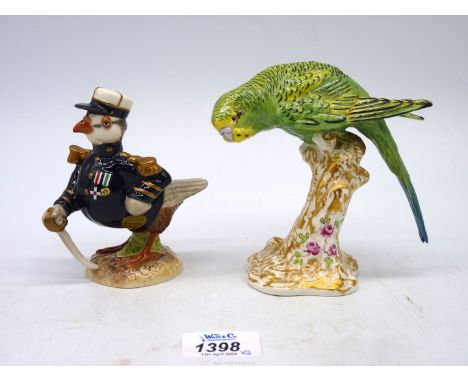 A John Beswick figure "The Frenchman" together with Royal Worcester Budgerigar no. 2664.