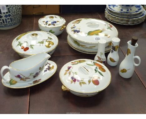 A quantity of Royal Worcester 'Evesham' oven to table ware, gravy boat, cruets, etc.