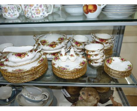 A Royal Albert 'Old Country Roses' ten place setting Dinner service including; dinner plates, side plates, soup coupes & sauc