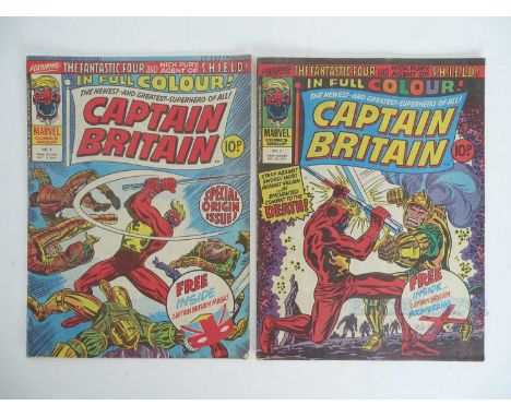 CAPTAIN BRITAIN (2 in Lot) - (1976 - MARVEL UK) - The first two issues of Captain Britain - Complete but missing the free gif