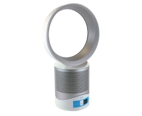 A Dyson pure cooling fan, with instruction manual and remote.