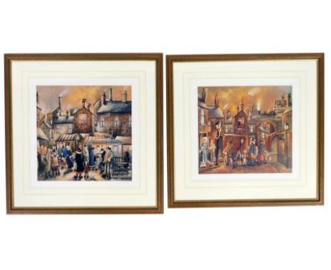 After Brian J Gordan. A coloured print street scene of Alfonso's Bistro, signed in pencil to margin, 38cm x 40cm, framed and 