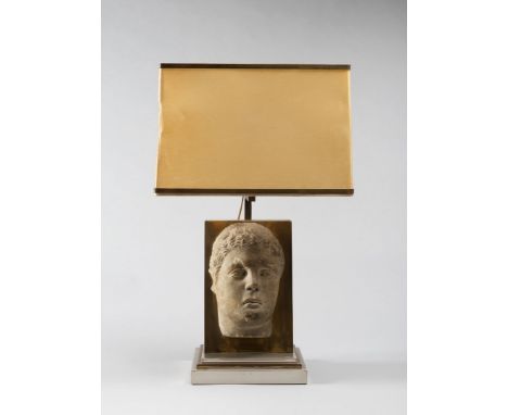 XVI CENTURY  MARBLE HEAD Mounted on a alluminun lamp base  head cm 25 x 17 Lamp h cm 35