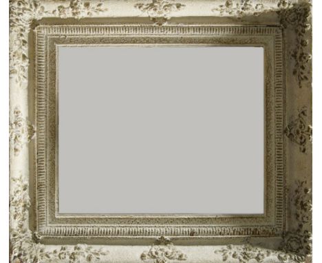 A White Painted Composition Louis XVI Style Frame, early-mid 20th century, with cavetto sight, sanded frieze, the ogee with f