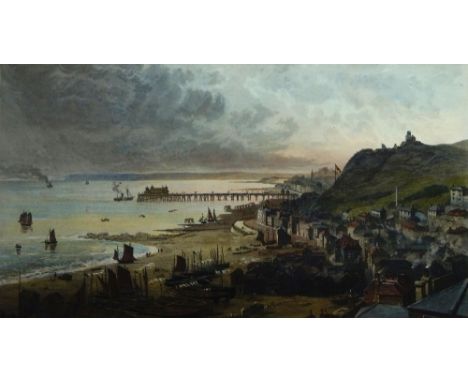 Henry Adlard, British 1824-1869- Hastings; Thames Embankment from Somerset House; The new harbour of refuge at Holyhead; hand