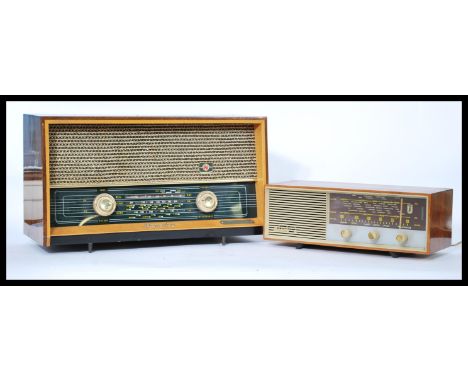 Two vintage retro 20th century Valve radios to include an Atut 2 and a Rancher example. Measures 31 cm high and 55 cm wide.