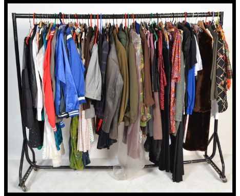 A collection of vintage clothing to include lined men's leather jacket, men's vintage sportswear jackets, Royal Caster best b