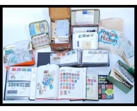 A very large assortment of vintage GB and World stamps and FDC's in albums and loose. Also some guides and letters / envelope