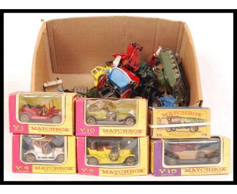 An assorted collection of diecast scale model vehicles by Dinky , Corgi and Matchbox to include several Dinky military vehicl