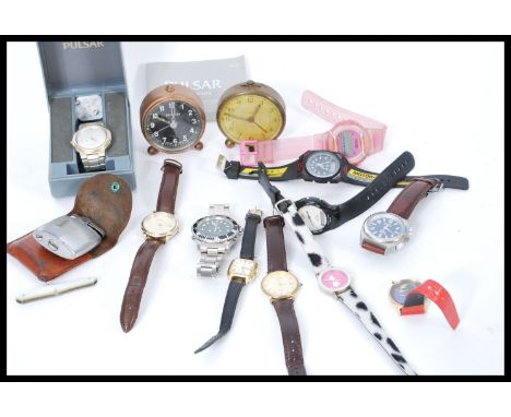 A group of vintage watches to include boxed Pulsar watch, Sekonda, Casio, Rotary, Philip Persio, Zeon, Seiko etc. Please see 
