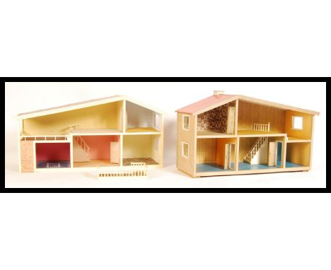 Two original vintage Swedish designed Lundby Gothenburg open faced dolls houses both having stair case and top rooms having c