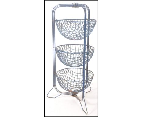 A stunning vintage mid 20th Century industrial shop ' Happy Maid&nbsp; ' three sectional wire mesh folding vegetable rack by 