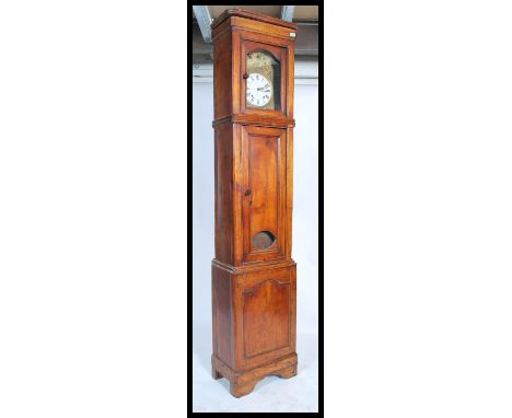 A 19th century French longcase / comptoise grandfather clock. The white enamel dial signed for L Goron a' A Sanze having stun