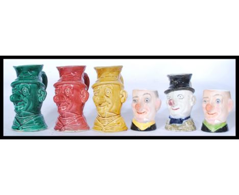 A collection of six various ceramic character Jugs all pertaining to Ally Sloper to include early 20th Century Staffordshire 