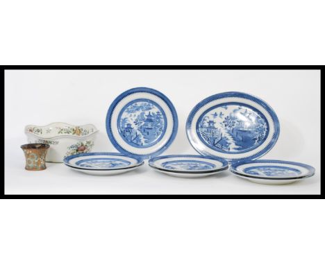 A group of ceramics dating from the 19th century to include a Doulton salt glazed vase, a Copeland Spode bowl and a group of 