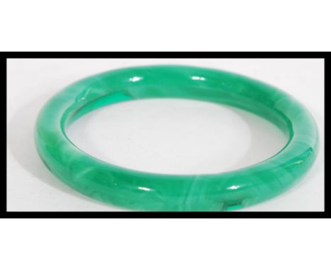 Vintage costume jewellery - A vintage early&nbsp;20th Century Art Deco circa 1920's Peking green glass jade coloured bangle b