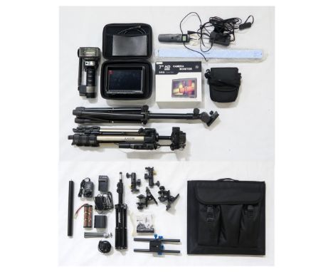 Camera accessories, comprising an MV Power 7" HD camera monitor in fitted case and retaining original box, a Metz 45 CT-4 fla