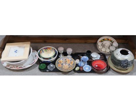 A collection of decorative ceramics including a Charlotte Rhead dish, studio pottery vase and plate, etc Condition Report:No 