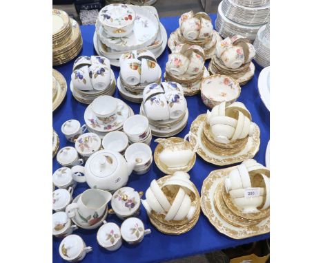 A Lawleys gilt decorated teaset on cream ground, together with a flower decorated teaset and Royal Worcester Evesham tablewar