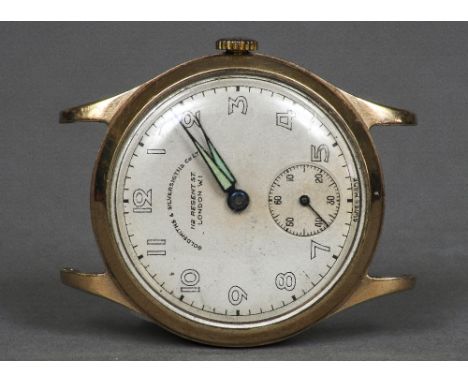 A 9 ct gold gentleman's mid-sized wristwatchThe white dial with Arabic numerals and subsidiary sweep seconds dial and inscrib