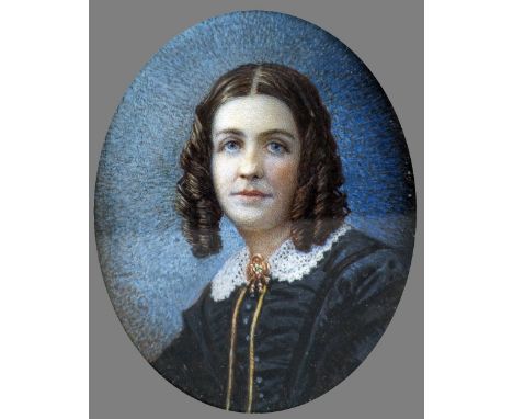 ENGLISH SCHOOL (19th century) Portrait Miniature of a Young Lady, wearing ringlets in her hairWatercolour on ivory5 x 6.5 cm,