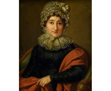 CONTINENTAL SCHOOL (19th century)Portrait of a Lady Wearing a Lace BonnetOil on metal18.5 x 23 cm, framed   CONDITION REPORTS