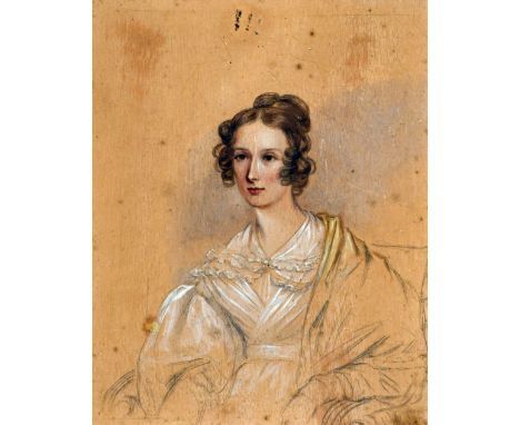 ENGLISH SCHOOL (19th century)Portrait miniature of Frances Mary Ann PrideauxPencil and watercolour on board11.5 x 14.5 cm, fr