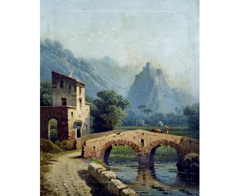 RAIMONDO SCOPPA (1820-1890) ItalianNorth Italian Mountainous River LandscapesOils on canvasOne signed37 x 45 cm, unframed (a 