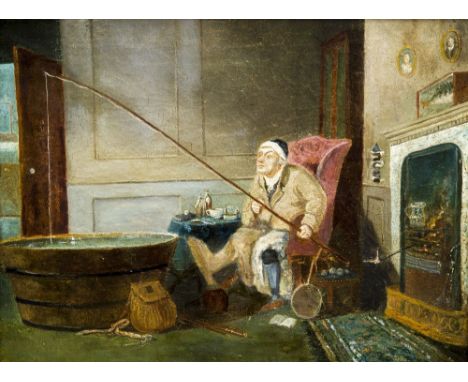 ENGLISH SCHOOL (19th century)The Armchair AnglerOil on canvas44 x 33 cm, framed   CONDITION REPORTS:  Patch repairs and assoc