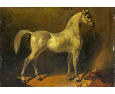 T C LAP (19th century)Portrait of a Horse in a StableOil on panelSigned25 x 18 cm, unframed   CONDITION REPORTS:  Generally g