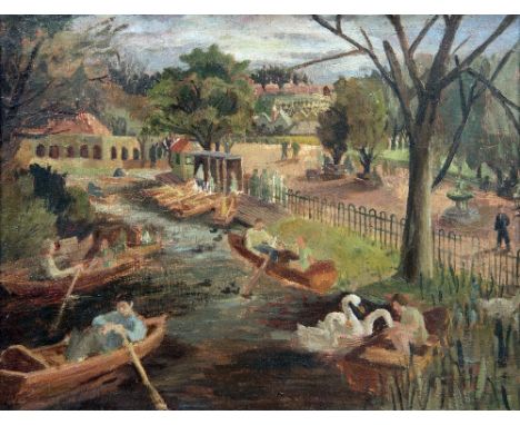 DOROTHY GRAHAM (20th century) BritishThe Boating LakeOil on board45.5 x 35 cm, framed   CONDITION REPORTS:  Generally in good