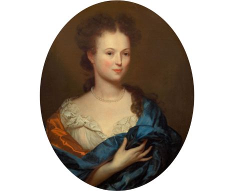 GODEFRIDUS SCHALCKEN(Made 1643–1706 Den Haag)Dame mit Perlenkette.Öl auf Leinwand.Am rechten Bildrand mittig signiert: G. Sch