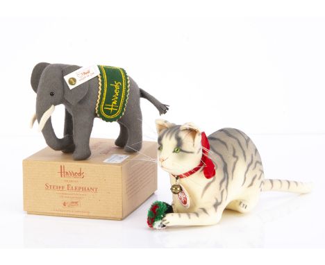 Two Steiff limited edition soft toy animals, comprising of a 1901 replica grey striped Cat-Katz, 440 of 2500 for the year 199