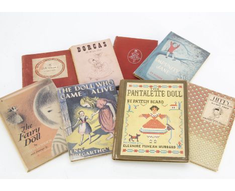 Eight mid 20th century children’s books mainly about dolls, comprising Dorcas The Wooden Doll by Mary F Moore with dust jacke