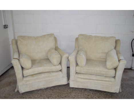 THREE PIECE SUITE COMPRISING TWO SEATER SOFA, TWO ARMCHAIRS, SOFA WIDTH APPROX 180CM
