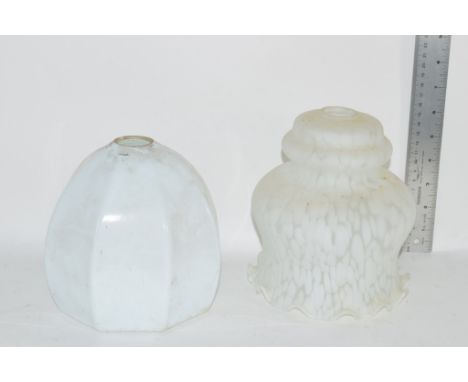 TWO GLASS LAMP SHADES