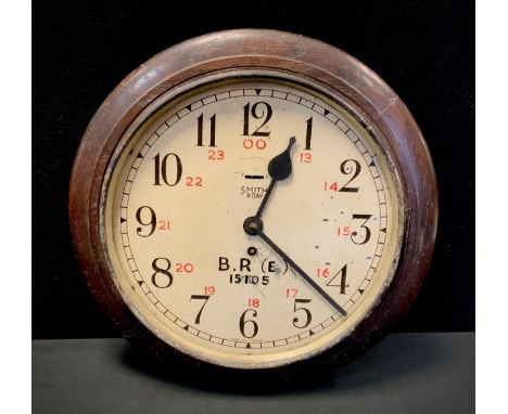 A Smiths British Rail Eastern Region Railway wall clock, mid 20th century, the 29cm circular cream dial with black Arabic out