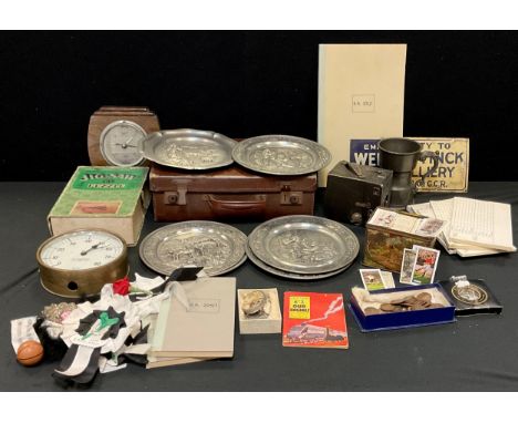 Boxes and objects - LMS (mid century). Welbeck Colliery; sign and another Bentinick Colliery, Chad Valley, GWR Wooden Jigsaw,