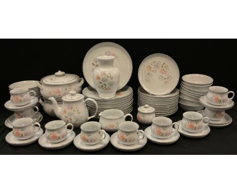 A comprehensive Denby Encore pattern dinner and tea service comprising dinner plates, side plates, bread and butter plates, s