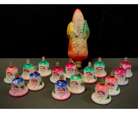 A large 1930s/40s glass light bulb, as Santa Claus (Father Christmas), in original box marked 22v, Large Decoration Lamps San