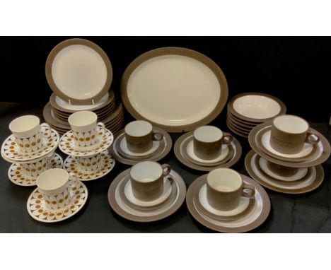 A Hornsea Lancaster 'Palatine' table service for six including;  a meat dish, six dinner plates, twelve smaller, six bowls, s