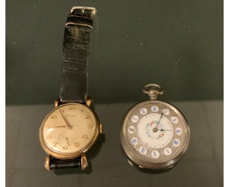 A Timor 9ct gold cased wristwatch, silver dial, Arabic numerals, subsidiary seconds, 17 jewel manual wind movement, 9ct gold 