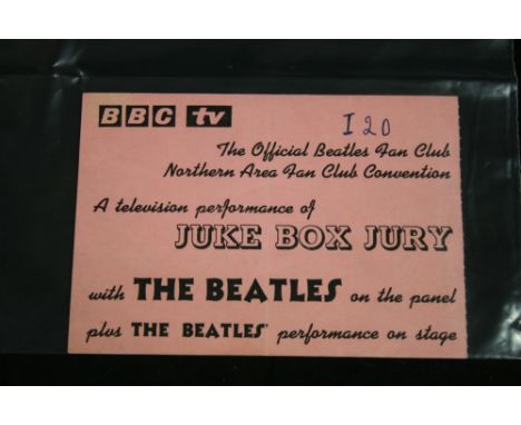 TICKET - ticket to the Beatles' Fan Club Northern Area Fan Club Convention hosted by BBC TV on the 7th December 1963.  The ti