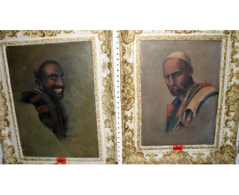 GEORGE R COPCUTT: Portrait studies, two, both signed. Oils on canvas. 18'' x 13'' and 15'' x 11½''